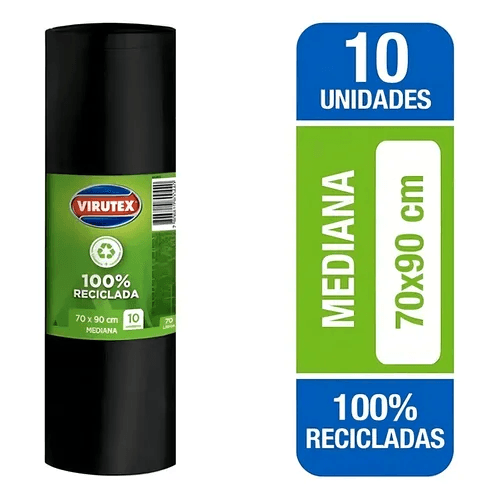 Bolsa de basura 70x90 negra virutex