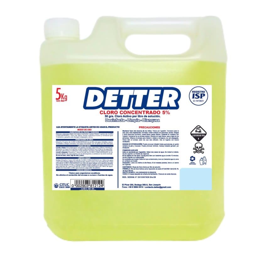Cloro 5% Detter Bidon 5 Litros