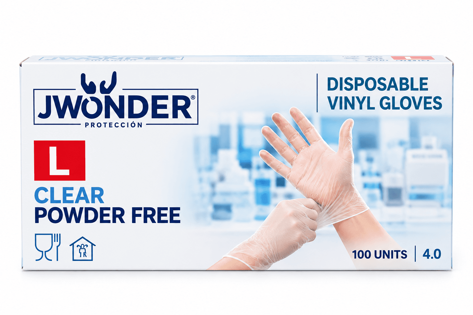 Guantes de vinilo  jwonder Talla L Caja 100 un