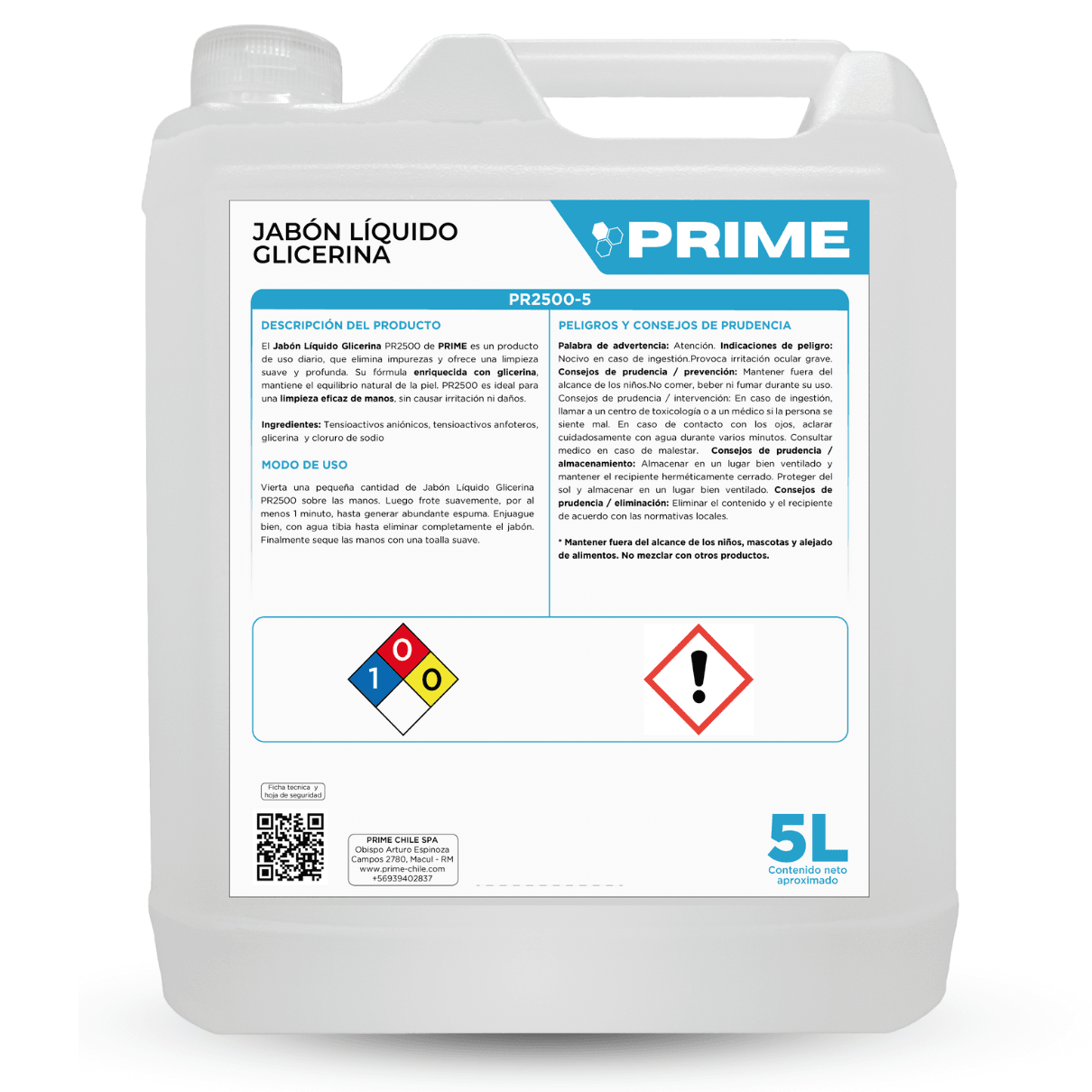 Jabon liquido glicerina Prime 5 Litros