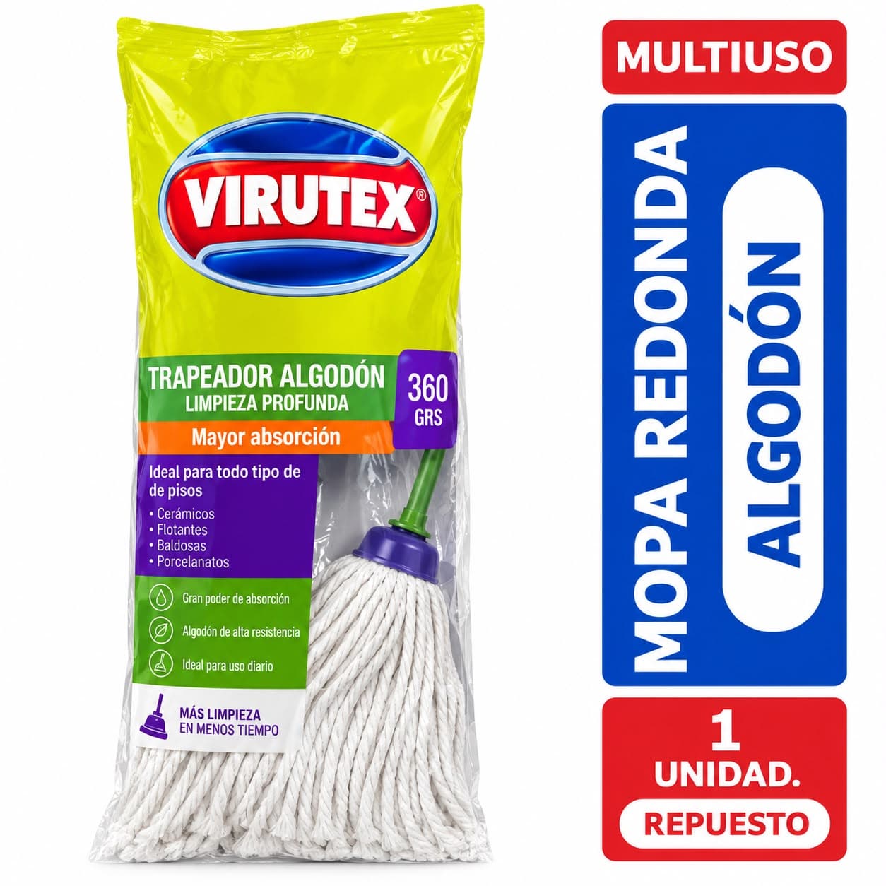 Mopa repuesto virutex de algodon 300 gramos